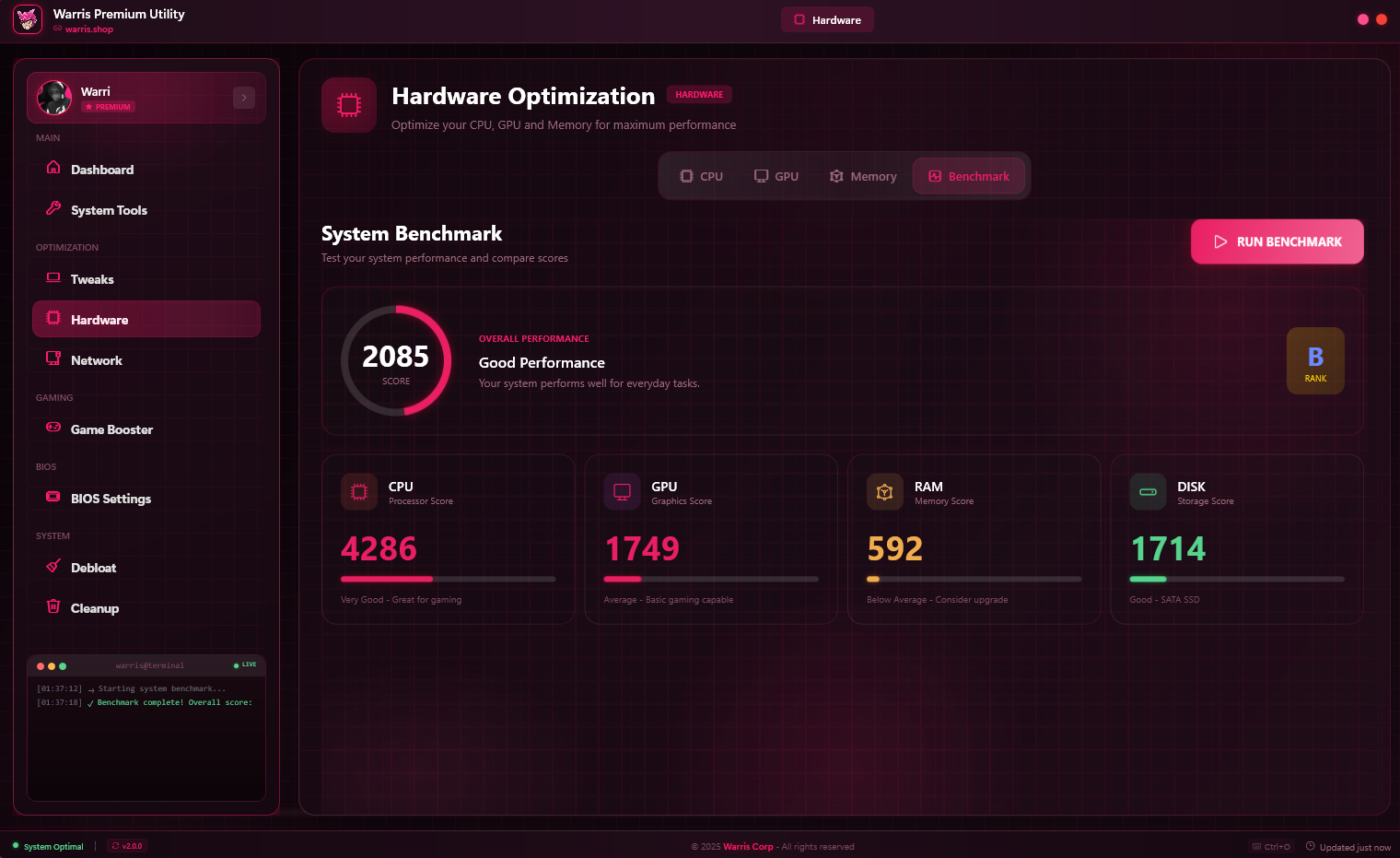 WARRIS Performance Benchmark